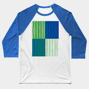 Green and Blue Brush Stroke Stripes Grid Baseball T-Shirt